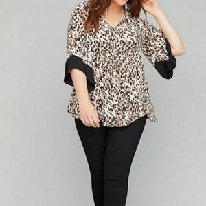 Lane Bryant leopard kimono sleeve blouse